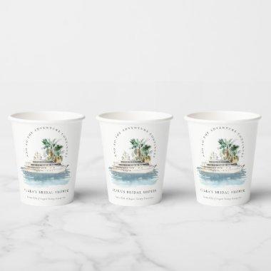 Dusky Cruise Ship Palm Seascape  Paper Cups