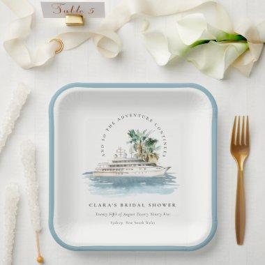 Dusky Cruise Ship Palm Seascape  Paper Plates