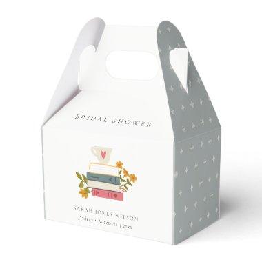 Dusky Cute Stacked Storybooks Floral Bridal Shower Favor Boxes