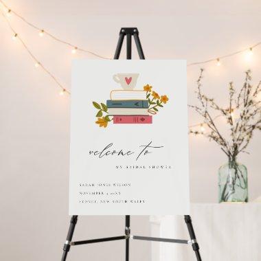 Dusky Cute Stacked Storybooks Floral Bridal Shower Foam Board