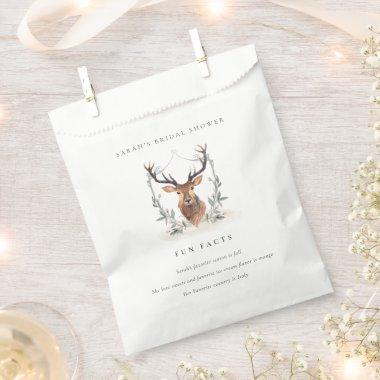 Dusky Deer Floral Crest Fun Facts Bridal Shower Favor Bag