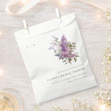 Dusky Elegant Lilac Cottage Floral Bridal Shower Favor Bag