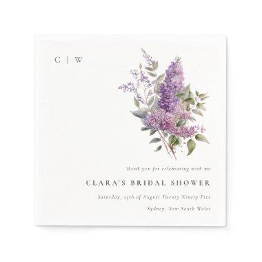 Dusky Elegant Lilac Cottage Floral Bridal Shower Napkins