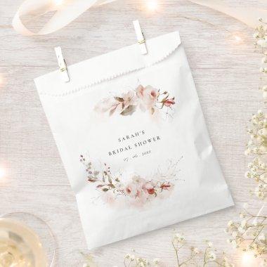 Dusky Fall Marsala Blush Floral Bridal Shower Favor Bag