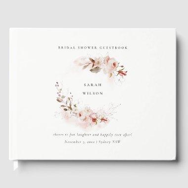 Dusky Fall Marsala Blush Floral  Guest Book