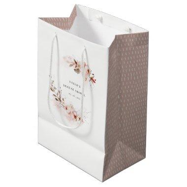 Dusky Fall Marsala Blush Floral Bridal Shower Medium Gift Bag
