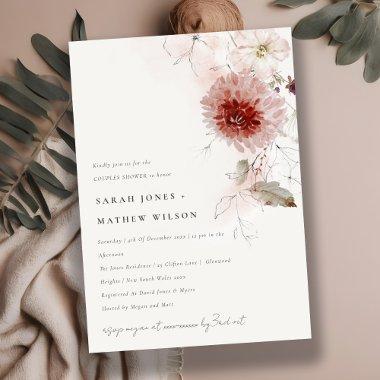 Dusky Fall Marsala Blush Floral Couples Shower