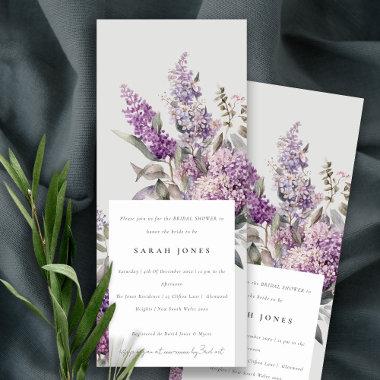Dusky Lilac Green Cottage Floral Bridal Shower Invitations