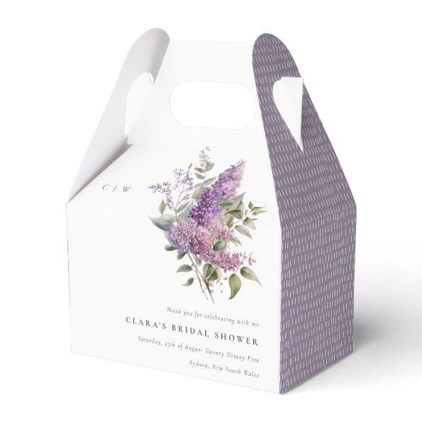 Dusky Lilac Watercolor Cottage Flora Bridal Shower Favor Box