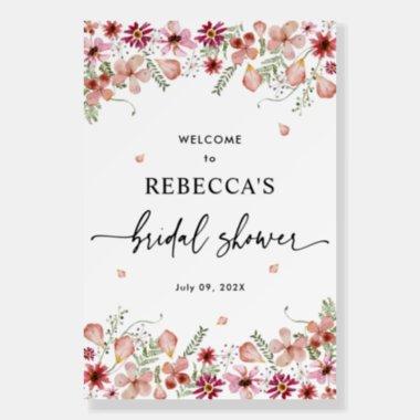 Dusky Pink Wildflowers Bridal Shower Welcome Sign