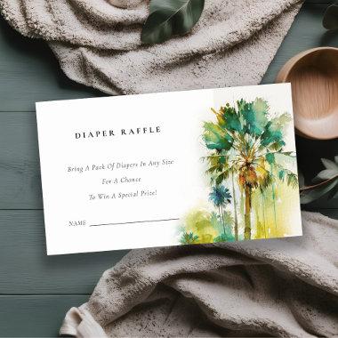 Dusky Tropical Palm Tree Diaper Raffle Baby Shower Enclosure Invitations