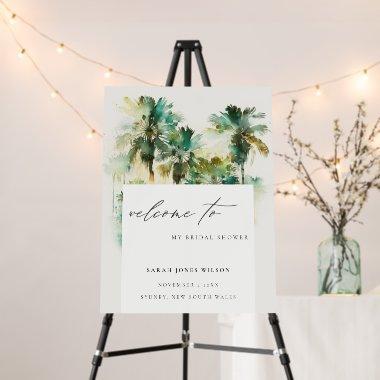 Dusky Tropical Palm Trees Bridal Shower Welcome Foam Board