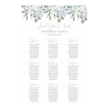 Dust Blue floral Wedding Seating Chart