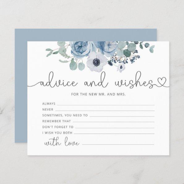 Dusty blue advice and wishes bridal shower Invitations