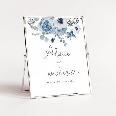 Dusty blue advice and wishes for Newlyweds Poster