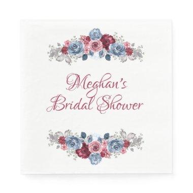 Dusty Blue and Burgundy  Napkins