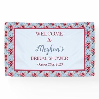 Dusty Blue and Burgundy Bridal Shower Welcome  Banner