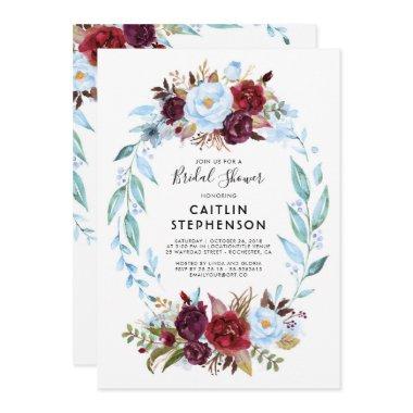 Dusty Blue and Burgundy Red Flowers