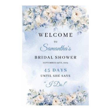 Dusty Blue and Ivory Bridal Shower count down Poster