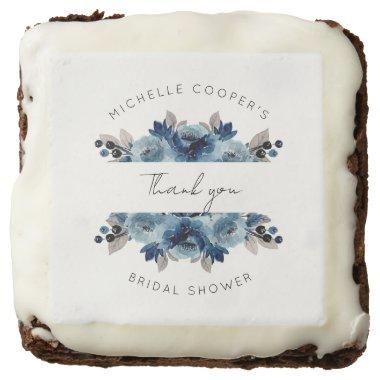 Dusty Blue and Navy Floral Thank You Brownie