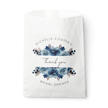 Dusty Blue and Navy Floral Thank You Favor Bag