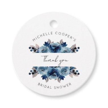Dusty Blue and Navy Floral Thank You Favor Tags