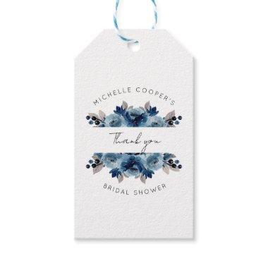 Dusty Blue and Navy Floral Thank You Gift Tags