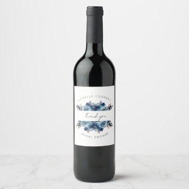 Dusty Blue and Navy Floral Wine Label