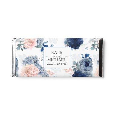 Dusty Blue and Pink Elegant Flowers Hershey Bar Favors