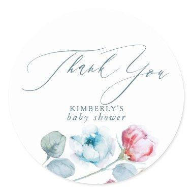 Dusty Blue and Pink Special Party Thank You Classic Round Sticker