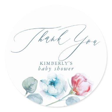 Dusty Blue and Pink Special Party Thank You Classic Round Sticker