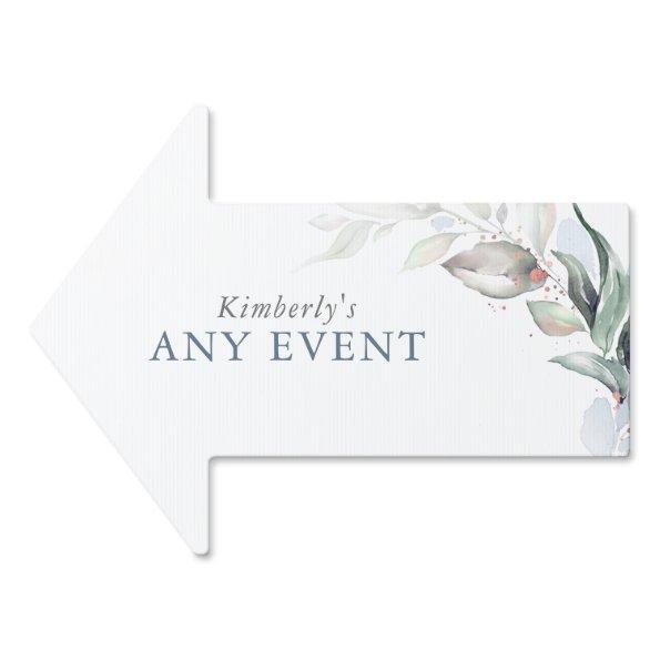 Dusty Blue and Rose Gold Greenery Any Party Sign