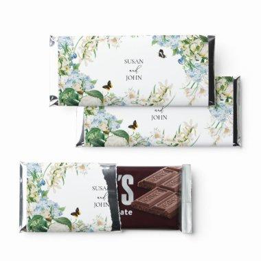 Dusty Blue and White Floral Hershey Bar Favors
