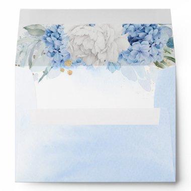 Dusty Blue and White Flowers Elegant Watercolor Envelope