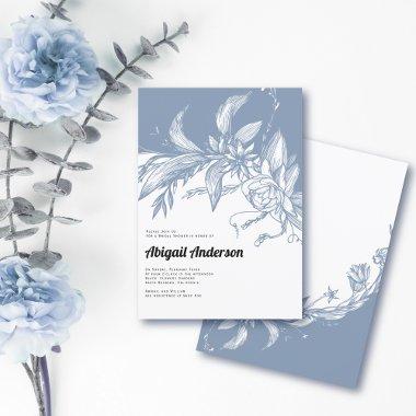 Dusty blue and white flowers wedding