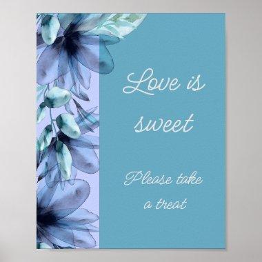 Dusty-blue aquamarine love is sweet bridal shower Poster