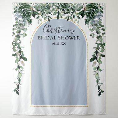 Dusty BLue Arch Botanic Bridal Shower photo booth Tapestry