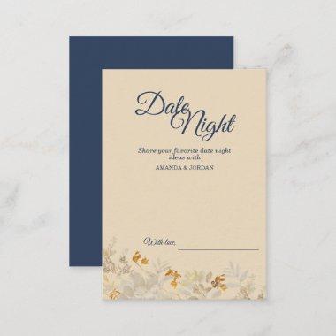 Dusty Blue Autumn Boho Date Night Advice Card