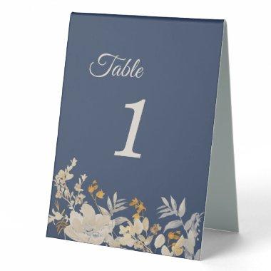 Dusty Blue Autumn Boho Table Number Tent Sign