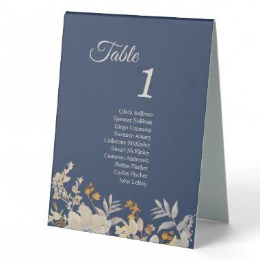 Dusty Blue Autumn Boho Table Tent Sign with Guests