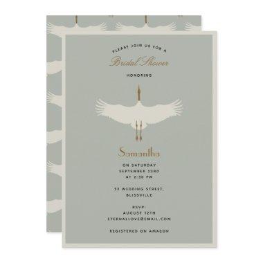 Dusty Blue Birds Swans Art Deco