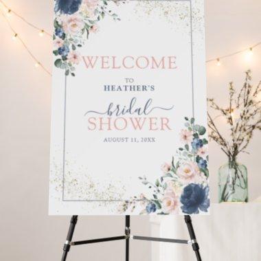 Dusty Blue Blush Pink Bridal Shower Welcome Foam Board