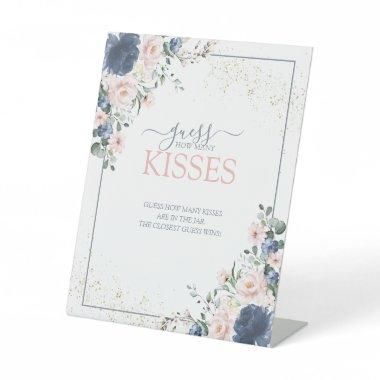 Dusty Blue Blush Pink Gold How Many Kisses Pedestal Sign