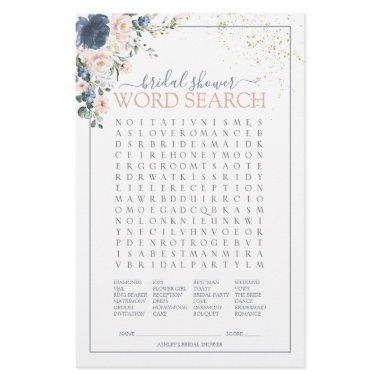 Dusty Blue Blush Pink Gold Word Search Game