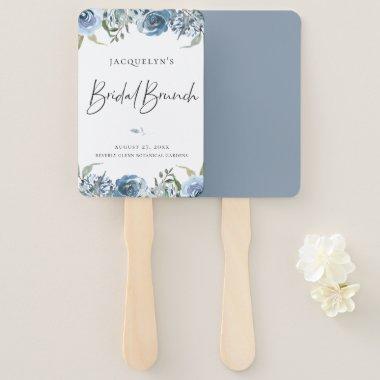Dusty Blue Botanical Bridal Brunch Hand Fan