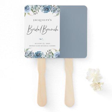 Dusty Blue Botanical Bridal Brunch Hand Fan