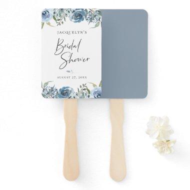 Dusty Blue Botanical Bridal Shower Hand Fan