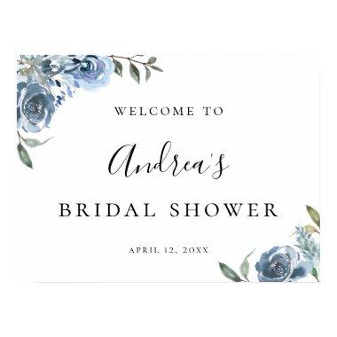 Dusty Blue Botanical Bridal Shower Welcome Poster