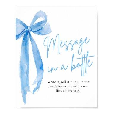 Dusty Blue Bow Message In A Bottle Sign Game