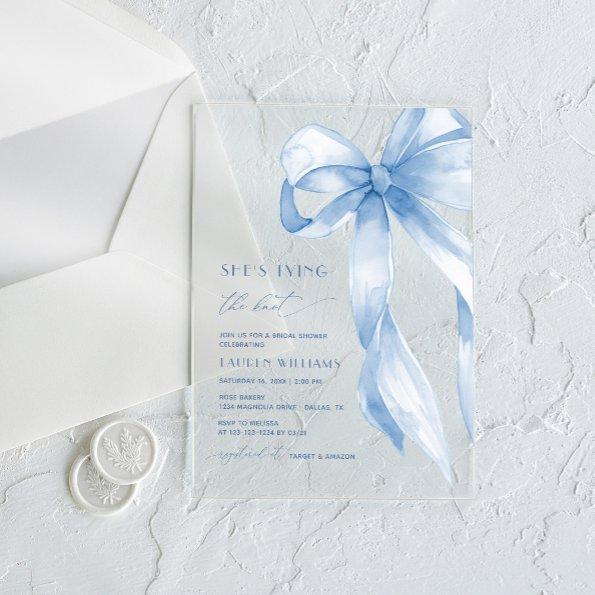 Dusty Blue Bow She's Tying the Knot  Acrylic